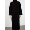 Women Fashion Stylish Hijab Maxi Length Crew Neck Relaxed Stitching Detailed Long Knit Dress