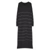 Women Fashion Stylish Hijab Maxi Length Crew Neck Relaxed Stone Striped Long Knit Dress