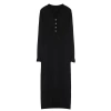 Women Fashion Stylish Hijab Maxi Length V Neck Relaxed Pearl Detailed Soft Texture Knit Dress