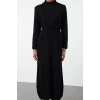 Women Fashion Stylish Hijab Maxi Length Stand Collar Fitted Lace Detail Soft Texture Knit Dress