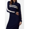 Women Fashion Stylish Hijab Maxi Length Stand Collar Relaxed Color Block Ribbed Knitted Sweater Dress