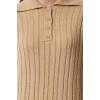 Kadın Moda Şık Tesettür Maxi Boy Polo Yaka Regular Saç Örgülü Triko Elbise
