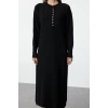 Women Fashion Stylish Hijab Maxi Length Crew Neck Relaxed Balloon Sleeve Soft Texture Knit Dress