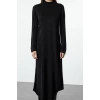 Women Fashion Stylish Hijab Maxi Length Stand Collar Fitted Asymmetric Cut Knit Dress