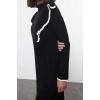 Kadın Moda Şık Tesettür Maxi Boy Bisiklet Yaka Relaxed Fırfır Detaylı Triko Elbise