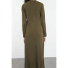 Women Fashion Stylish Hijab Maxi Length Crew Neck Fitted Ribbed Detailed Knit Dress