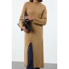 Women Fashion Stylish Hijab Maxi Length Half Turtleneck Relaxed Soft Textured Knitwear Tunic Dress