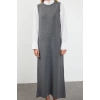 Women Fashion Stylish Hijab Long Crew Neck Regular Pearl Knitted Dress