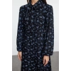 Women Fashion Stylish Hijab Long Baby Collar Regular Floral Woven Shirt Dress