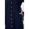 Kadın Moda Şık Tesettür Uzun Gömlek Yaka Regular Bağlama Detaylı Dokuma Elbise