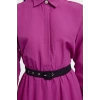 Women Fashion Stylish Hijab Long Shirt Collar Regular Belt Detailed Woven Dress