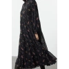 Women Fashion Stylish Hijab Long Stand Collar Oversize Crisp Floral Patterned Collar Detailed Woven Dress