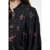 Women Fashion Stylish Hijab Long Stand Collar Oversize Crisp Floral Patterned Collar Detailed Woven Dress