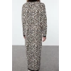 Kadın Moda Şık Tesettür Maxi Boy Dik Yaka Regular Leopar Desenli Triko Elbise