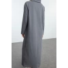 Kadın Moda Şık Tesettür Maxi Boy Dik Yaka Regular Örme Elbise