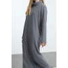 Kadın Moda Şık Tesettür Maxi Boy Dik Yaka Regular Örme Elbise