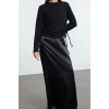 Kadın Tesettür Midi Boy Regular Örme Uzun Kollu T-Shirt-İp Askılı Dokuma Saten Elbise 2li Takım
