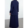 Women Fashion Stylish Hijab Maxi Length Stand Collar Regular Crepe Woven Pleated Detail Dress