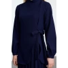Women Fashion Stylish Hijab Maxi Length Stand Collar Regular Crepe Woven Pleated Detail Dress