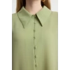 Kadın Moda Tesettür Maxi Boy Gömlek Yaka Relaxed Eteği Fırfırlı Kaplama Düğme Detaylı Dokuma Elbise