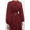 Women Fashion Stylish Hijab Maxi Length Crew Neck Regular Chiffon Stripe Detail Patterned Woven Dress