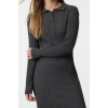 Kadın Moda Şık Tesettür Maxi Boy Polo Yaka Fitted Ribana Triko Elbise