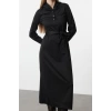 Kadın Moda Şık Tesettür Maxi Boy Kapüşonlu Oversize Normal Kalıp Örme Elbise