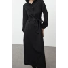 Kadın Moda Şık Tesettür Maxi Boy Kapüşonlu Oversize Normal Kalıp Örme Elbise