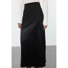 Women Fashion Style Midi Unlined Knitted Hijab Satin Detailed Knitted Skirt