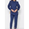 Womens Fashion Stylish Elastic Leg Regular Length Long Sleeve Denim Look Tunic-Pants Set