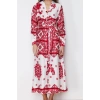 Women Fashion Stylish Hijab Maxi Length Shirt Collar Regular Woven Satin Patterned Shirt Evening Dress