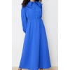 Kadın Moda Şık Tesettür Maxi Boy Bebe Yaka Regular lı Keten Görünümlü Dokuma Elbise
