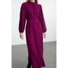 Women Fashion Stylish Hijab Maxi Length Crew Neck Regular Jacquard Floral Woven Dress