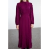 Women Fashion Stylish Hijab Maxi Length Crew Neck Regular Jacquard Floral Woven Dress