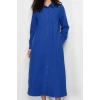 Women Fashion Stylish Hijab Maxi Length Shirt Collar Regular Plain Woven Shirt Dress