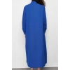 Women Fashion Stylish Hijab Maxi Length Shirt Collar Regular Plain Woven Shirt Dress