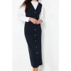 Women Fashion Stylish Hijab Maxi Length V Neck Regular Woven Fabric Vest Dress