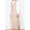 Women Fashion Stylish Hijab Maxi Length V Neck Regular Woven Fabric Vest Dress