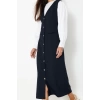 Women Fashion Stylish Hijab Maxi Length V Neck Regular Woven Fabric Vest Dress