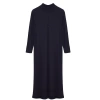 Women Fashion Stylish Hijab Maxi Length Polo Collar Regular Collar Zippered Ribbed Knitted Dress