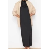 Women Fashion Stylish Hijab Maxi Length Stand Collar Regular Knitted Diver Scuba Sleeveless Lining Underwear Dress
