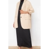 Women Fashion Stylish Hijab Maxi Length Stand Collar Regular Knitted Diver Scuba Sleeveless Lining Underwear Dress