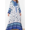 Women Fashion Stylish Hijab Maxi Length V Neck Relaxed Floral Patterned Woven Viscose Dress