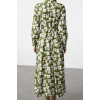 Women Fashion Stylish Hijab Midi Length Shirt Collar Regular Floral Patterned Belted Woven Dress