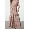 Women Fashion Stylish Hijab Maxi Length Double Breasted Regular Mono Patterned Belted Satin Woven Dress
