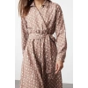 Women Fashion Stylish Hijab Maxi Length Double Breasted Regular Mono Patterned Belted Satin Woven Dress