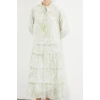 Women Fashion Stylish Hijab Maxi Length Judge Collar Regular Woven Chiffon Floral Patterned Dress