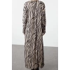 Women Fashion Stylish Hijab Maxi Length Crew Neck Regular Crinkle Knitted Animal Zebra Patterned Dress