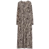 Women Fashion Stylish Hijab Maxi Length Crew Neck Regular Crinkle Knitted Animal Zebra Patterned Dress