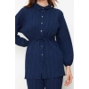 Women Fashion Stylish Regular Length Long Sleeve Crinkle Shirt Trousers Woven Bottom Top Set